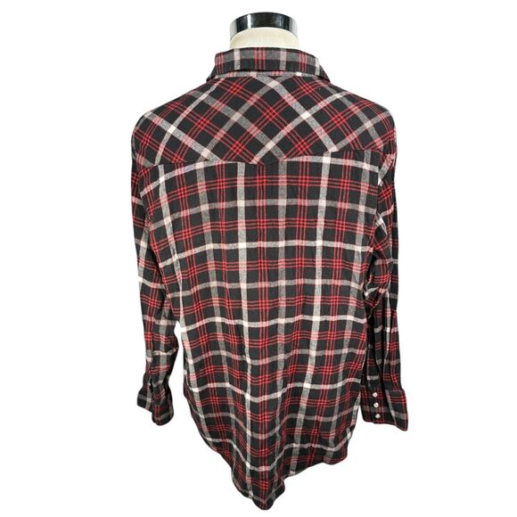 Ely Cattleman Western Flannel Shirt Men’s XL Red Pearl Snap Button Up Plaid - Picture 5 of 10